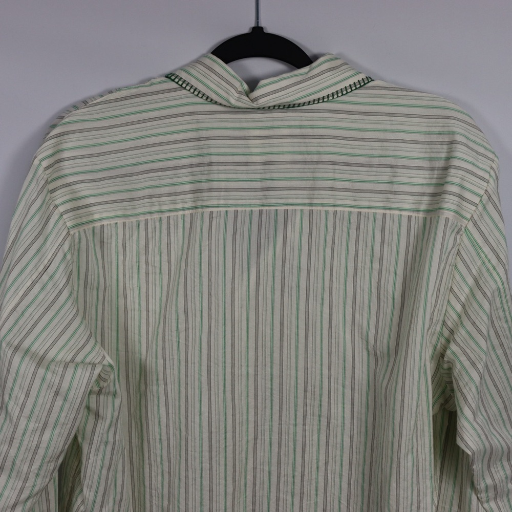 Zara Green Striped Button Up Shirt Men’s Small NWT Lightweight Casual - Picture 8 of 10